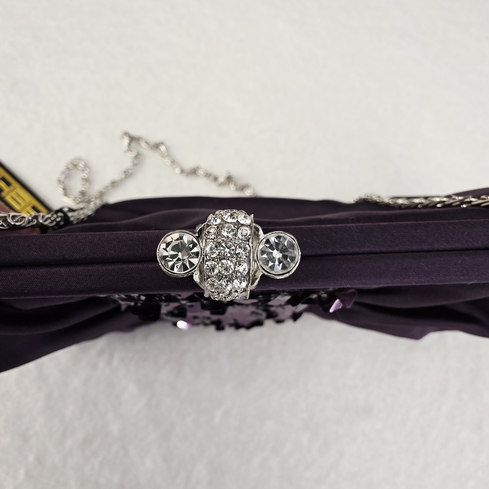 SASHA‎ NWT Saten Elegant Purple Evening Clutch - Picture 5 of 5